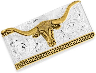 Made in the USA Western Lifestyle Money Clip (Two-Tone Carved Longhorn)